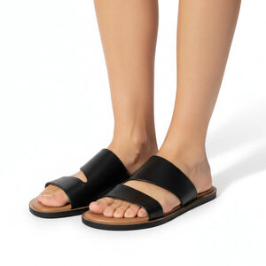 Kenneth Cole Reaction Black Spencer Cut Out Slip On Summer Beach Sandal Size 8.5